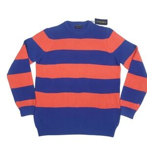 PIOMBO 100% Cotton Striped Sweater Mens Large Blue Orange Gators Collegiate Knit